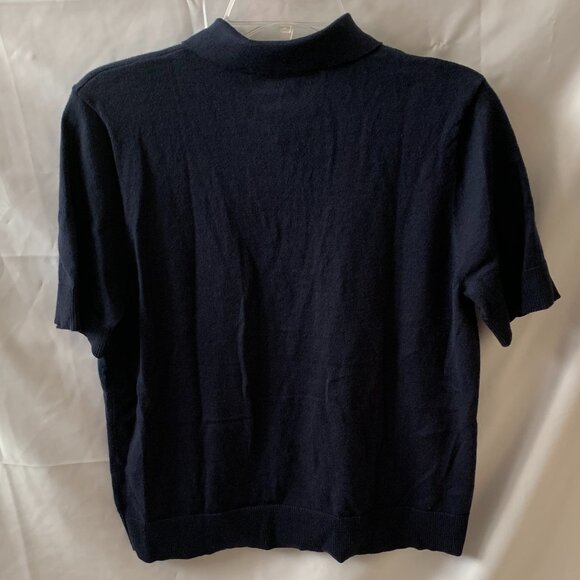 MICHAEL KORS Button Up Knit Polo Shirt Midnight Blue Sz MEDIUM - Picture 4 of 4